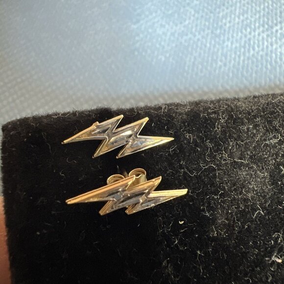 New 14k Yellow And White Gold Lightning Bolt earrings